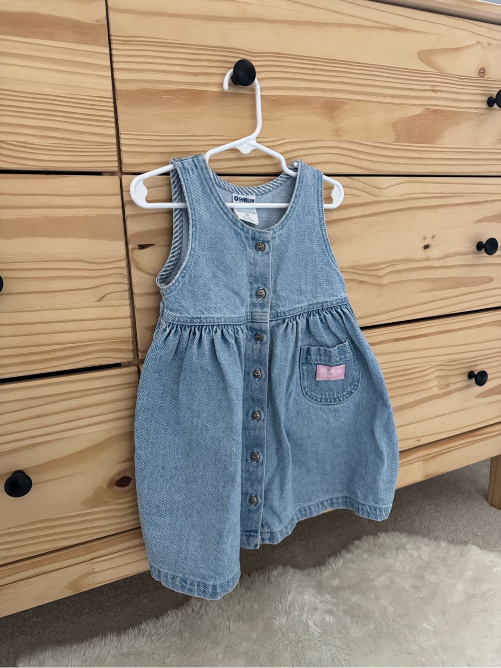 Vintage OshKosh B'gosh Light Blue Denim Button- Made in USA